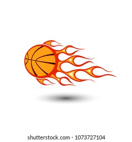 Basketball with a tail from the flame vector icon.