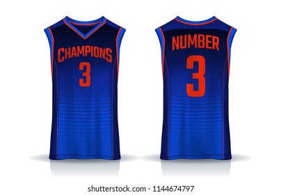 Basketball Tank Top Design Template, Sport Jersey Mockup. Uniform Front And Back View.