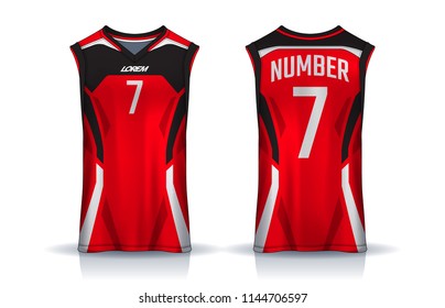 Basketball tank top design template, Sport jersey mockup. uniform front and back view.