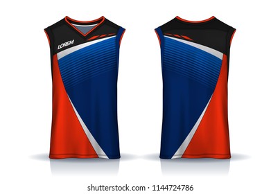 Basketball tank top design template, Sport jersey mockup. uniform front and back view.