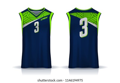 Basketball tank top design template, Sport jersey mockup. uniform front and back view.