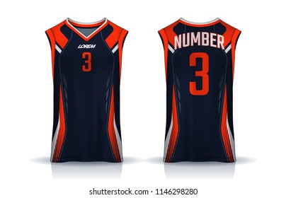 Basketball tank top design template, Sport jersey mockup. uniform front and back view.