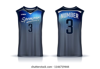 Basketball tank top design template, Sport jersey mockup. uniform front and back view.