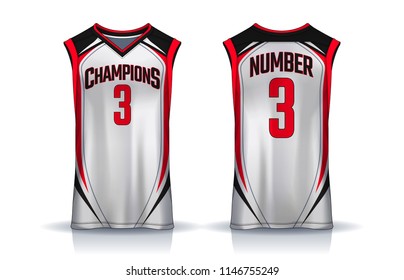 Basketball tank top design template, Sport jersey mockup. uniform front and back view.