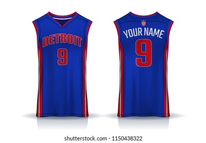 Basketball tank top design template, Sport jersey mockup. uniform front and back view.