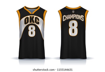 Basketball tank top design template, Sport jersey mockup. uniform front and back view.