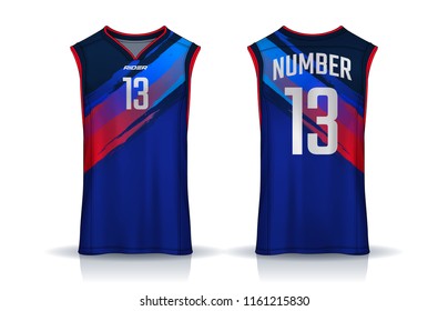 Basketball tank top design template, Sport jersey mockup. uniform front and back view.