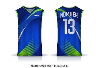 Basketball tank top design template, Sport jersey mockup. uniform front and back view.