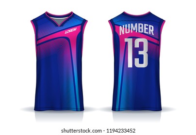 Basketball tank top design template, Sport jersey mockup. uniform front and back view.