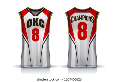 Basketball tank top design template, Sport jersey mockup. uniform front and back view.