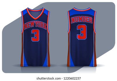 Basketball tank top design template, Sport jersey mockup. uniform front and back view.