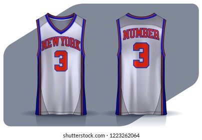 Basketball tank top design template, Sport jersey mockup. uniform front and back view.