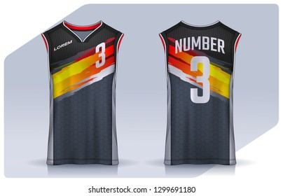 Basketball tank top design template, Sport jersey mockup. uniform front and back view.