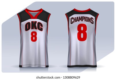 Basketball tank top design template, Sport jersey mockup. uniform front and back view.