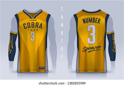 Basketball tank top design template, Sport jersey mockup. uniform front and back view.