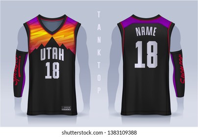 Basketball tank top design template, Sport jersey mockup. uniform front and back view.