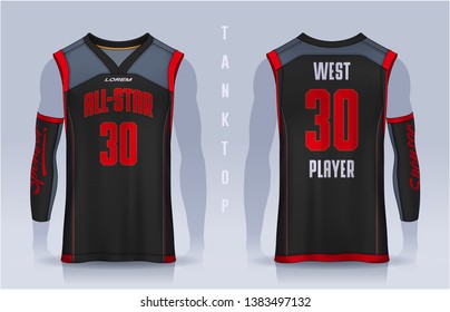 Basketball tank top design template, Sport jersey mockup. uniform front and back view.