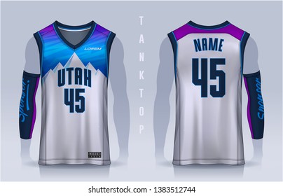 Basketball tank top design template, Sport jersey mockup. uniform front and back view.