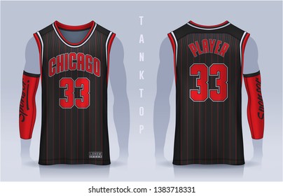 Basketball tank top design template, Sport jersey mockup. uniform front and back view.