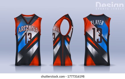 Basketball tank top design template, Sport jersey mockup. uniform front and back view.