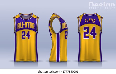 Basketball tank top design template, Sport jersey mockup. uniform front and back view.