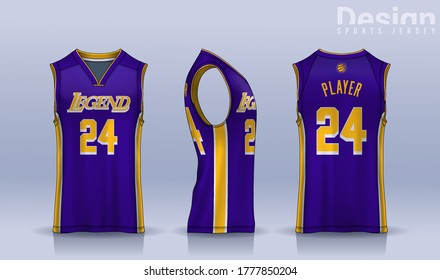 Basketball tank top design template, Sport jersey mockup. uniform front and back view.