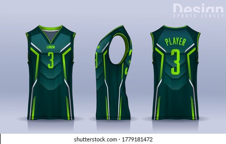 Basketball tank top design template, Sport jersey mockup. uniform front , side and back view.