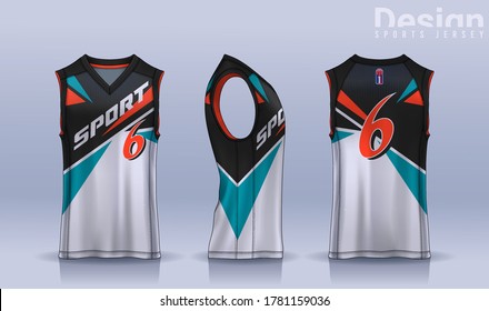 Basketball tank top design template, Sport jersey mockup. uniform front , side and back view.