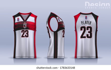 Basketball tank top design template, Sport jersey mockup. uniform front , side and back view.