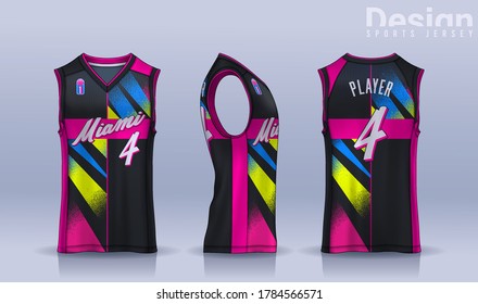 Basketball tank top design template, Sport jersey mockup. uniform front , side and back view.