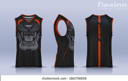 Basketball tank top design template, Sport jersey mockup. uniform front , side and back view.