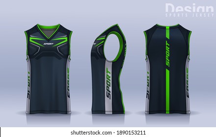 Basketball tank top design template, Sport jersey mockup. uniform front , side and back view.