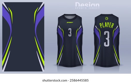 Basketball tank top design template, Sport jersey mockup. uniform front and back view.