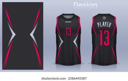 Basketball tank top design template, Sport jersey mockup. uniform front and back view.