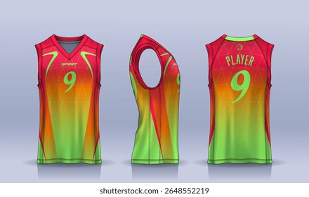 Basketball tank top design template, Sport jersey mockup. uniform front and back view.