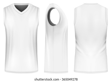 Basketball tank top (front, back and side views). Fully editable handmade mesh. Vector illustration. 