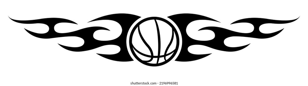 Tatuaje de básquetbol vector gráfico coche decal baloncesto y pegatina del vehículo del tatuaje de la llama de fuego tribal