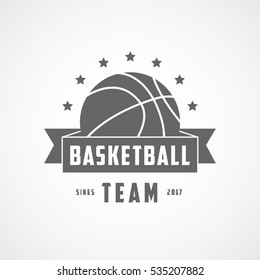 Basketball Team Emblem Flat Icon On White Background