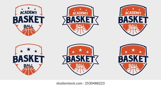 Basketball team emblem logo set design vector
