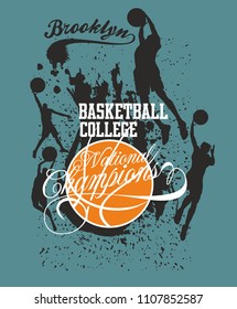Basketball team graphic design vector art