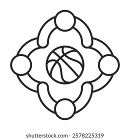 Basketball Team Icon Representing Group Sportsmanship and Shared Athletic Goals