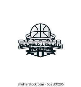 Basketball team logo black white vector