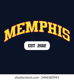 Basketball team Memphis, Tennessee. Typography graphics for sportswear and apparel. Vector print design.	