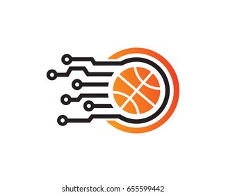 Basketball Tech Logo Template Design Vector, Emblem, Design Concept, Creative Symbol, Icon