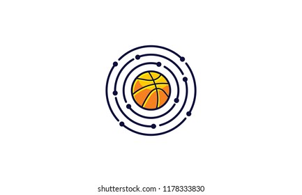 basketball technology logo icon vector