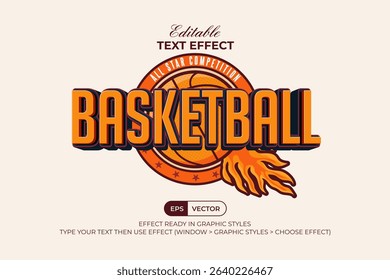 Basketball Text Effect Sport 3D Style. Editable Text Effect.