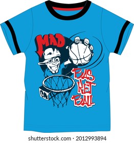 Basketball text with vector illustrations. For t-shirt prints and other uses