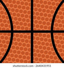 Basketball texture close up view black lines. Basketball ball texture.  Abstract sport backdrop for basketball design.