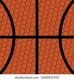 Basketball texture close up view black lines. Basketball ball texture.  Abstract sport backdrop for basketball design.