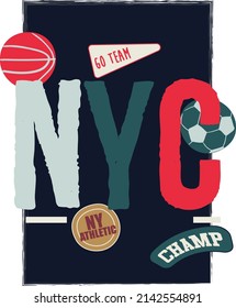 Basketball themed vector print design. Can be used for baby, kids, teen t-shirt print, kids clothing, poster, wallpaper, celebration, greeting and invitation.